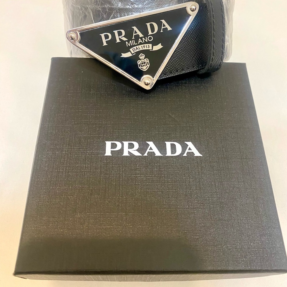 Prada Black Belt with Signature Logo